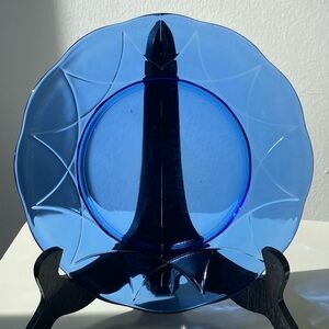 Vintage Hazel Atlas Cobalt Blue Newport Dish / Depression Glass Dinner Plate